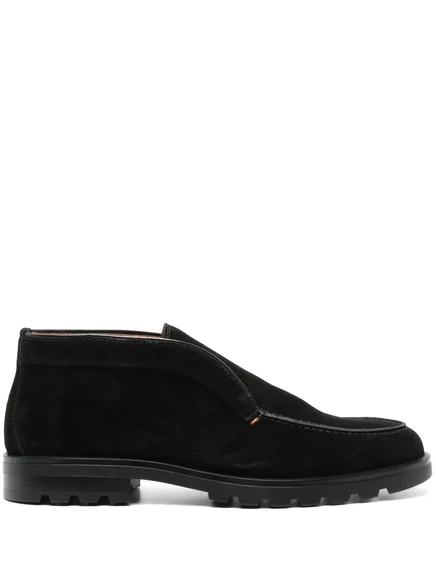 Замшевые ботинки-слипоны Santoni black