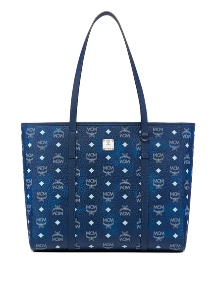 Холщовая сумка на молнии с монограммой MCM Toni Visetos blue