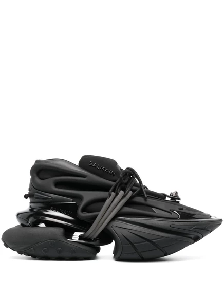 Кроссовки Balmain из кожи единорога с низким берцем black