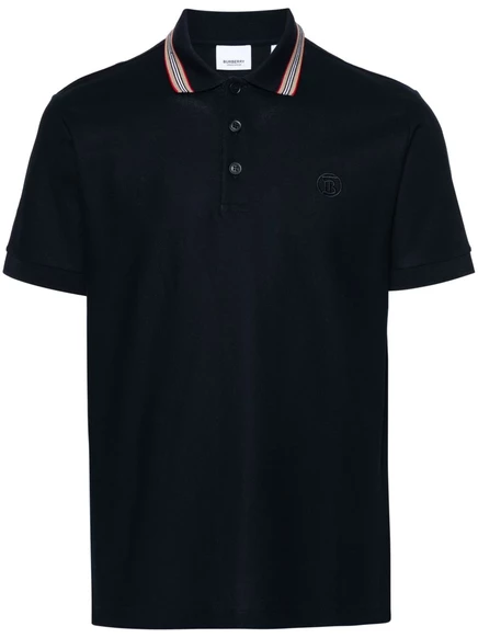 Мужское поло Burberry Icon Stripe из хлопка, синее