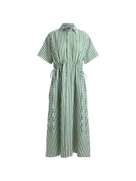 Женское платье Polo Ralph Lauren макси в полоску с кулиской, зеленое и белое