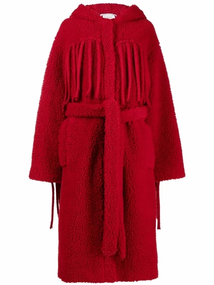 Женское пальто-тедди Stella McCartney с бахромой, красное