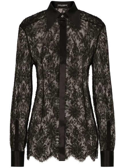 Женская кружевная рубашка Dolce & Gabbana, черная