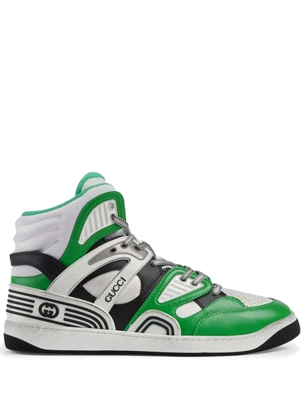 Кроссовки с высоким берцем Gucci Basket green