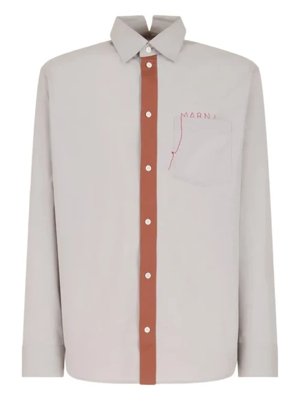 Вышитая рубашка Marni с разрезным воротником grey