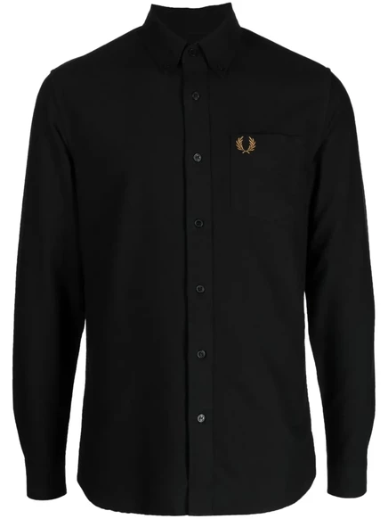 Хлопчатобумажная рубашка с вышитым логотипом Fred Perry Oxford  black