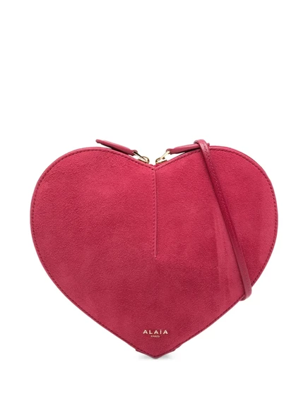 Женская сумка Alaïa Le Coeur из замши, розовая