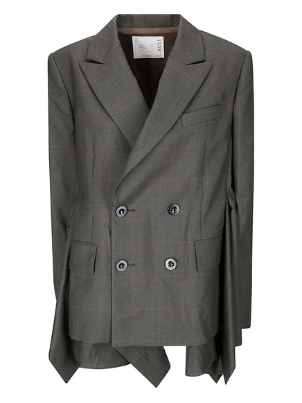 Женский пиджак Sacai двубортный, серый