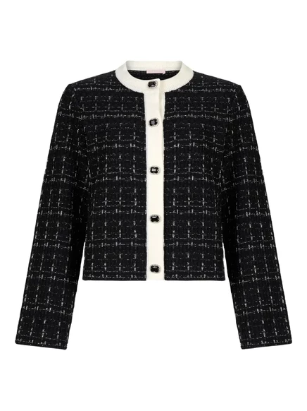 Твидовый пиджак LIU JO с круглым вырезом горловины black