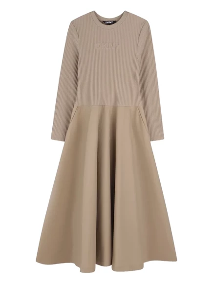 Расклешенное платье Dkny Kids с ребристыми вставками neutrals