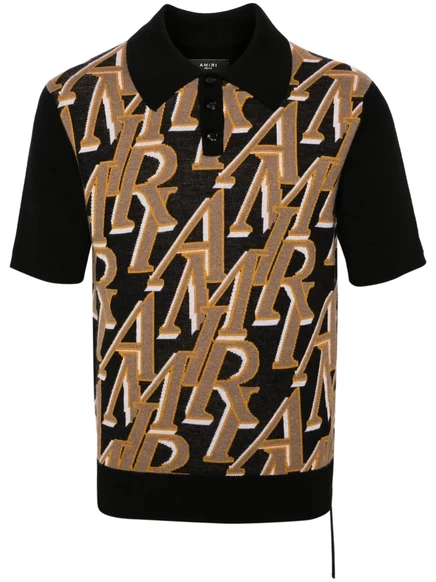 AMIRI Repeat intarsia-трикотажная рубашка-поло black