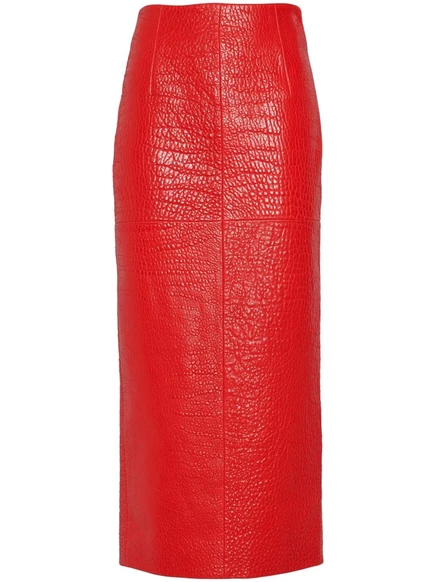 Юбка миди из кожи Prada nappa red