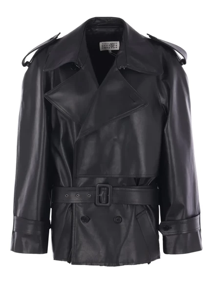 Женская кожаная куртка MM6 Maison Margiela, черная