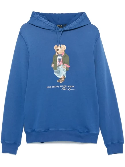 Мужское худи Polo Ralph Lauren с принтом Polo Bear, синее