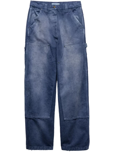 Брюки-карго с треугольным логотипом Prada blue