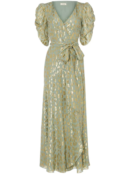 Женское платье Temperley London Kyra макси на запах, зеленое