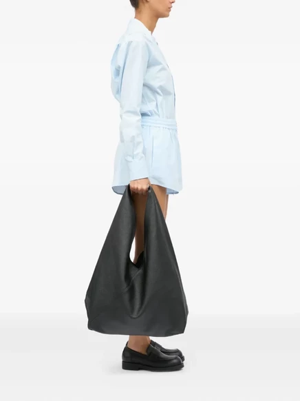 Женская сумка-тоут MM6 Margiela большая кожаная, черная