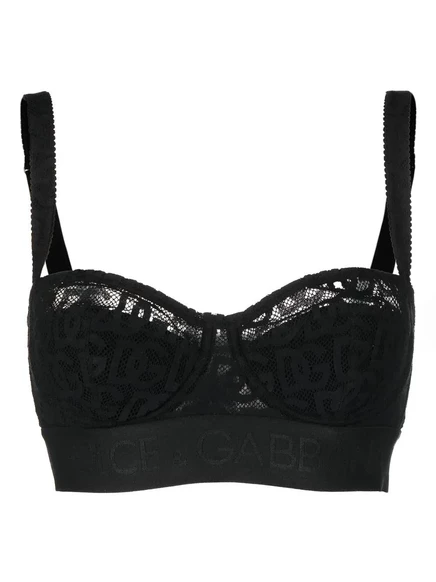 Женский бюстгальтер Dolce & Gabbana балконет из жаккарда и тюля, черный