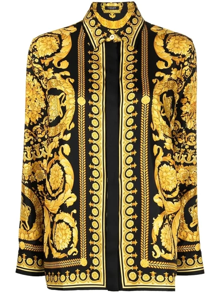 Шелковая рубашка Versace Barocco black