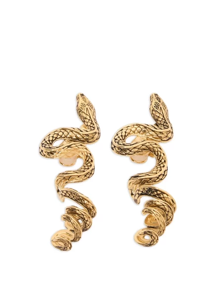 Женские серьги Roberto Cavalli Serpentine, позолоченные