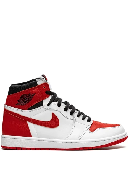 Унисекс кроссовки Jordan AJ1, красно-черно-белые