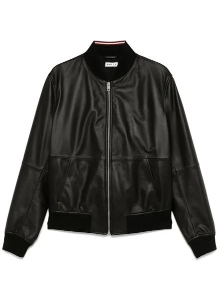 Мужская бомбер-куртка Bally кожаная, черная