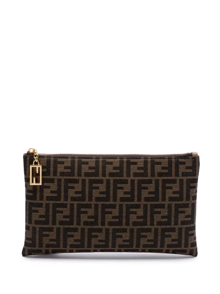 Женский клатч Fendi с монограммой, кофейно-коричневый