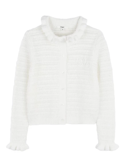 Кардиган для девочек Chloé Kids с рюшами, белый