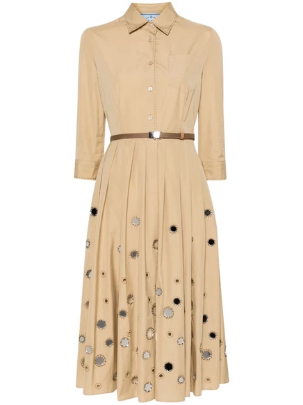 Миди-платье с поясом, Prada neutrals