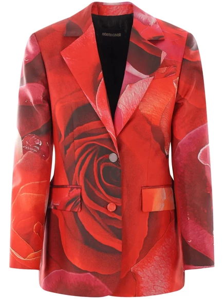 Блейзер Roberto Cavalli с принтом садовых роз red