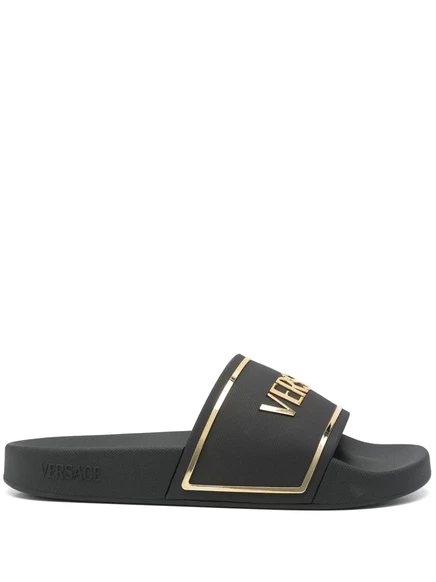 Шлепанцы Versace с логотипом, черные