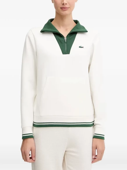 Женский свитер Lacoste с воротником-стойкой и молнией, белый