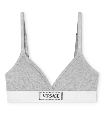 Бюстгальтер из хлопчатобумажной смеси с нашивкой с логотипом Versace grey