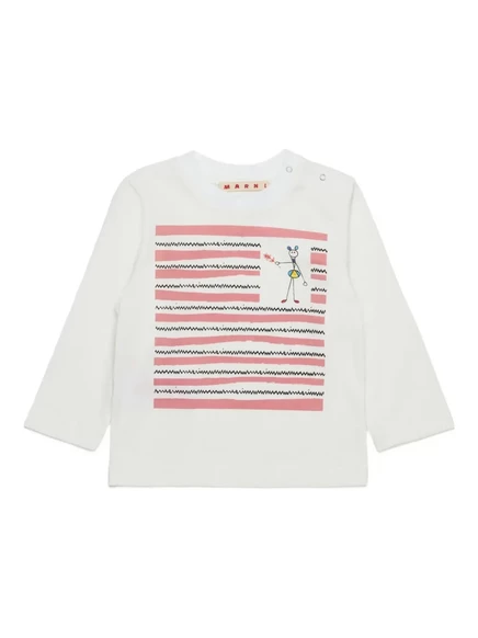 Детская футболка Marni Kids с графическим принтом, белая