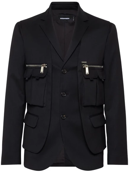 Мужская однобортная шерстяная куртка DSquared2, черная