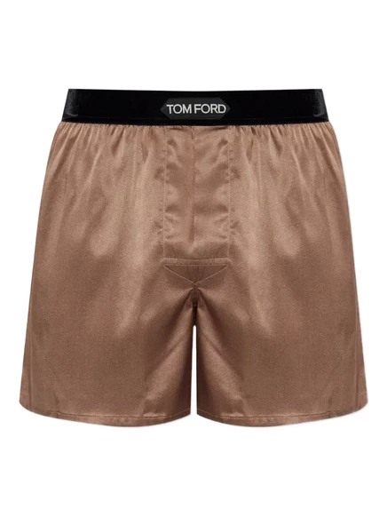 Мужские шелковые боксеры Tom Ford с логотипом, коричневые
