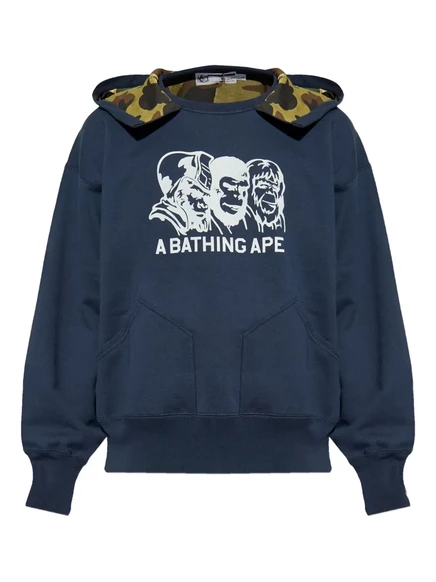 Хлопковая толстовка с капюшоном для купания APE® Double Face из хлопка blue