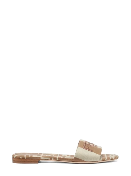 Фирменные слипоны из бежевой ткани FENDI neutrals