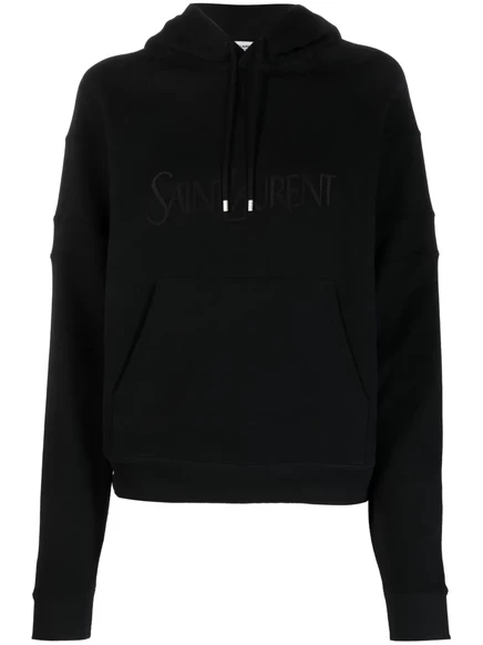 Хлопковая толстовка с вышитым логотипом Saint Laurent black