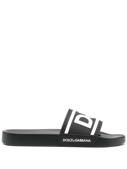 Мужские шлепанцы Dolce & Gabbana с логотипом, черно-белые