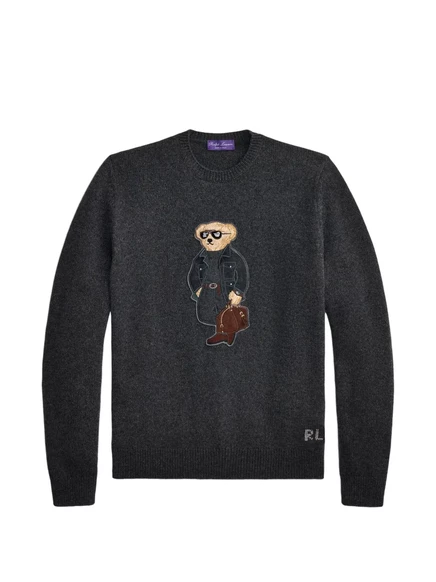 Мужской свитер Ralph Lauren Purple Label с медведем, серый