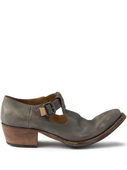 Кожаные мокасины Prada с пряжкой на ноге grey