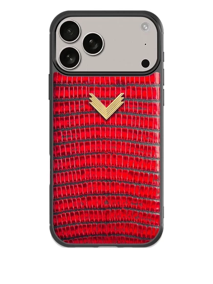 Чехол для телефона iPhone 17 Pro с текстурой кожи VELANTE red