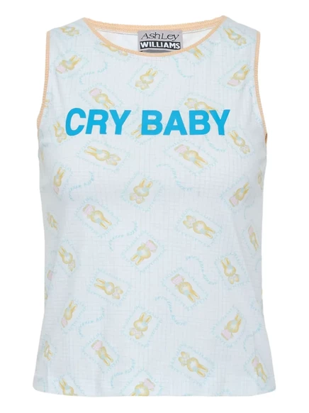 Женская майка ashley williams cry baby с принтом, белая