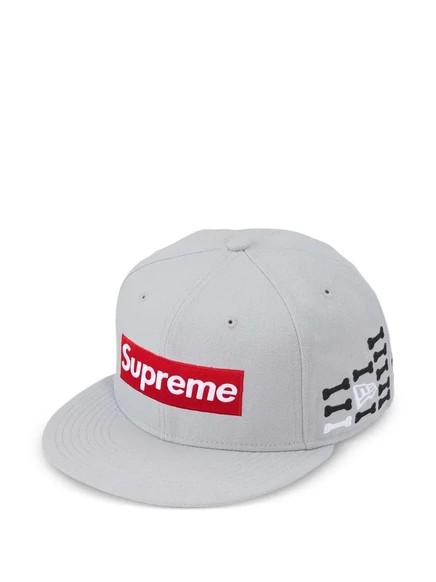 Унисекс кепка Supreme x New Era Bones Box logo, серая