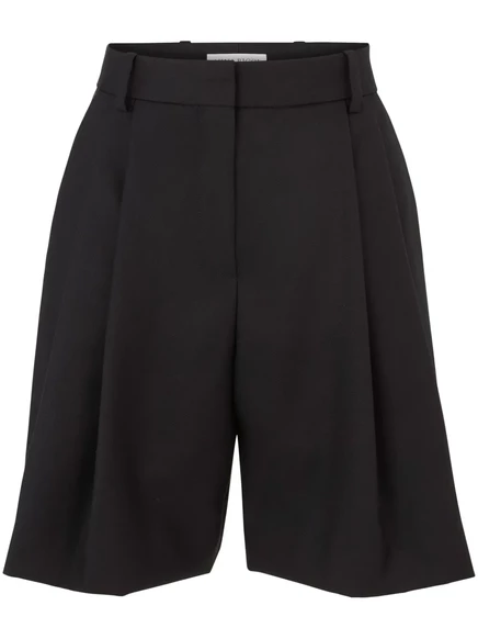 Широкие шерстяные шорты со складками от Nina Ricci black