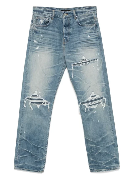 Потертые джинсы с прямыми штанинами AMIRI blue
