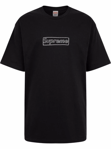 Унисекс футболка Supreme x Kaws Chalk Logo, черная