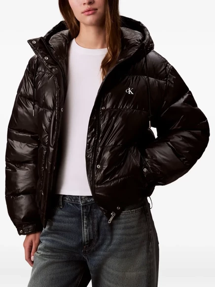 Женский пуховик Calvin Klein Jeans с капюшоном, черный