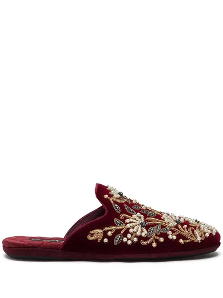 Мужские бархатные тапочки Dolce & Gabbana, красные